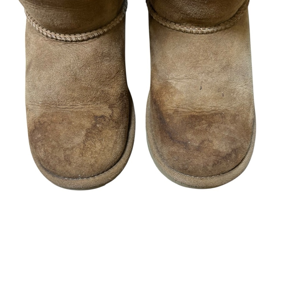 Ugg girls Bailey triple button tan suede boots size 13 fur lined waterproof tall - Picture 6 of 6